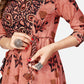NOZ2TOZ Women's Printed & Hand Work Anarkali Cotton Brown Kurta (1Pc) - Swadesiicart