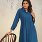 Jyoti Fashion Women's Blue Rinkal Cotton Plain with Side Pocket Kurtis & Sets | Swadesiicart
