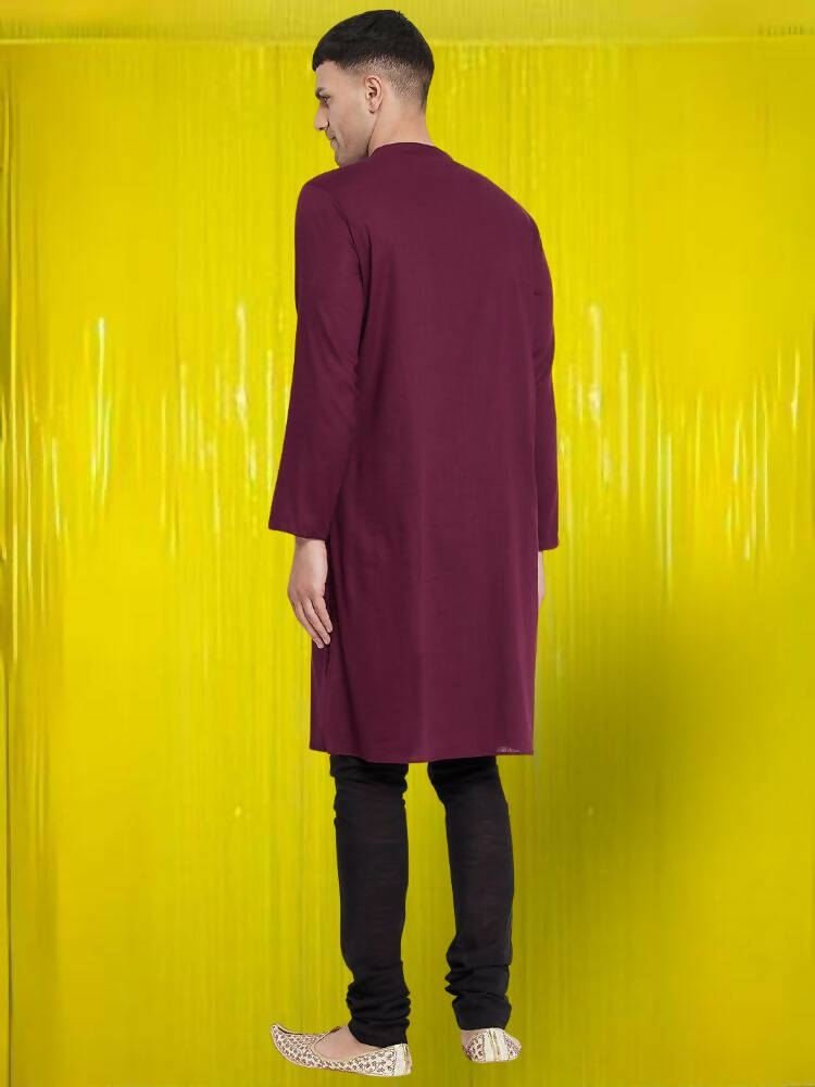 Even Apparels Pure Cotton Maroon Asymetrical Kurta - Maroon | Swadesiicart