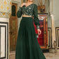 Janasya Dark Green Georgette Embroidered Top & Skirt | Swadesiicart