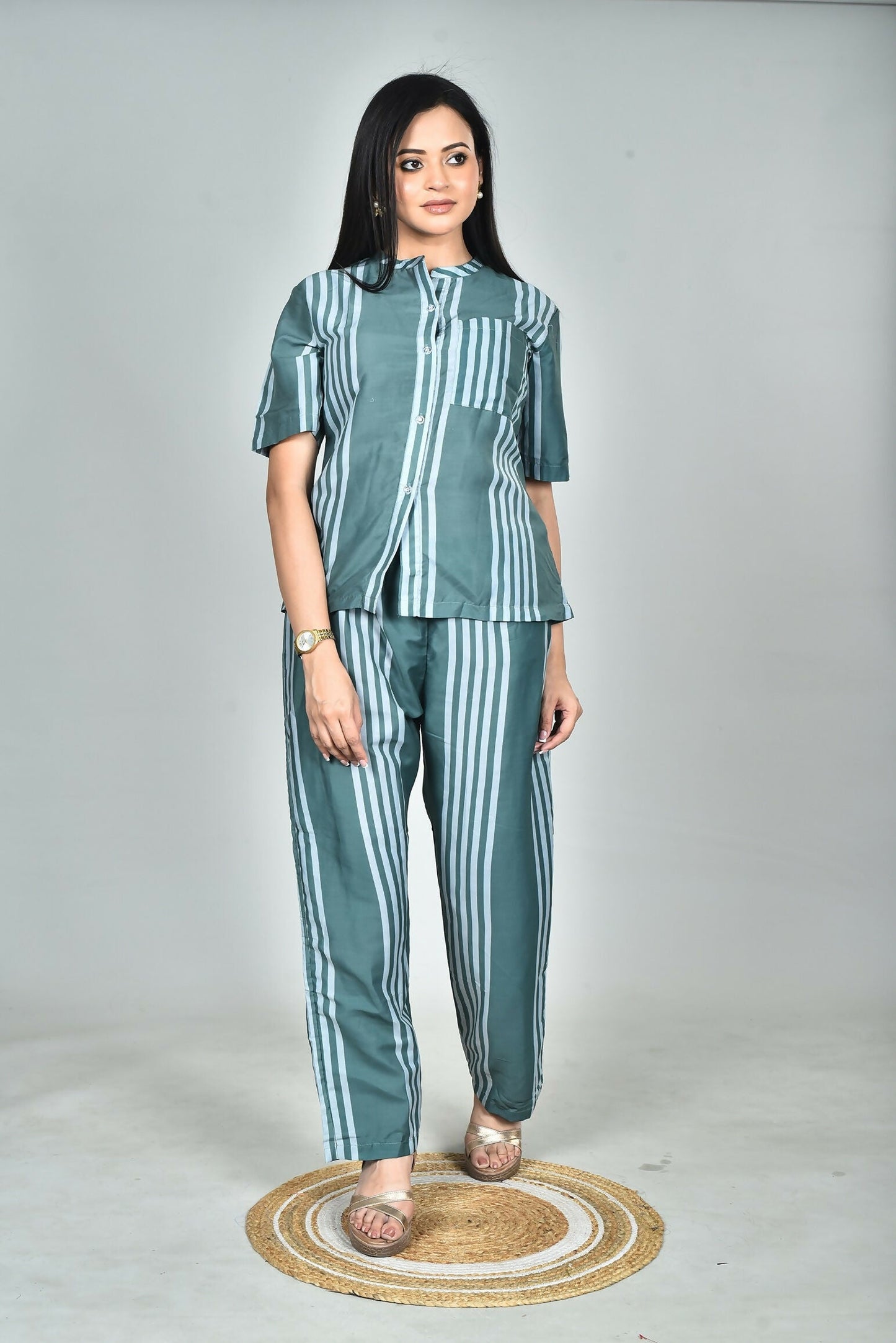 Morchari Digital Print Semi Muslin Co-Ord Set Top & Trouser-Multicolor - Swadesiicart