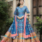 Wedding Designer Blue Soft Dola Silk Anarkali suit with Dupatta - Samanta - Swadesiicart