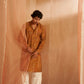 Brownish Yellow Modal Silk Designer Printed Men's Kurta Set - Mahotsav
