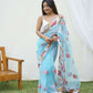 Vamsee Nagma Sky Organza Saree - Swadesiicart