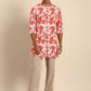Red & White Men pure Cotton Floral Printed Straight Kurta - Mahotsav | Swadesiicart