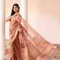 Joban Fashion Rose Gold Pure Banarasi Tissue Saree | Swadesiicart