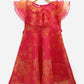 Ahalyaa Pink Organza Digital Print Kids Dress Kurta For Girls | Swadesiicart