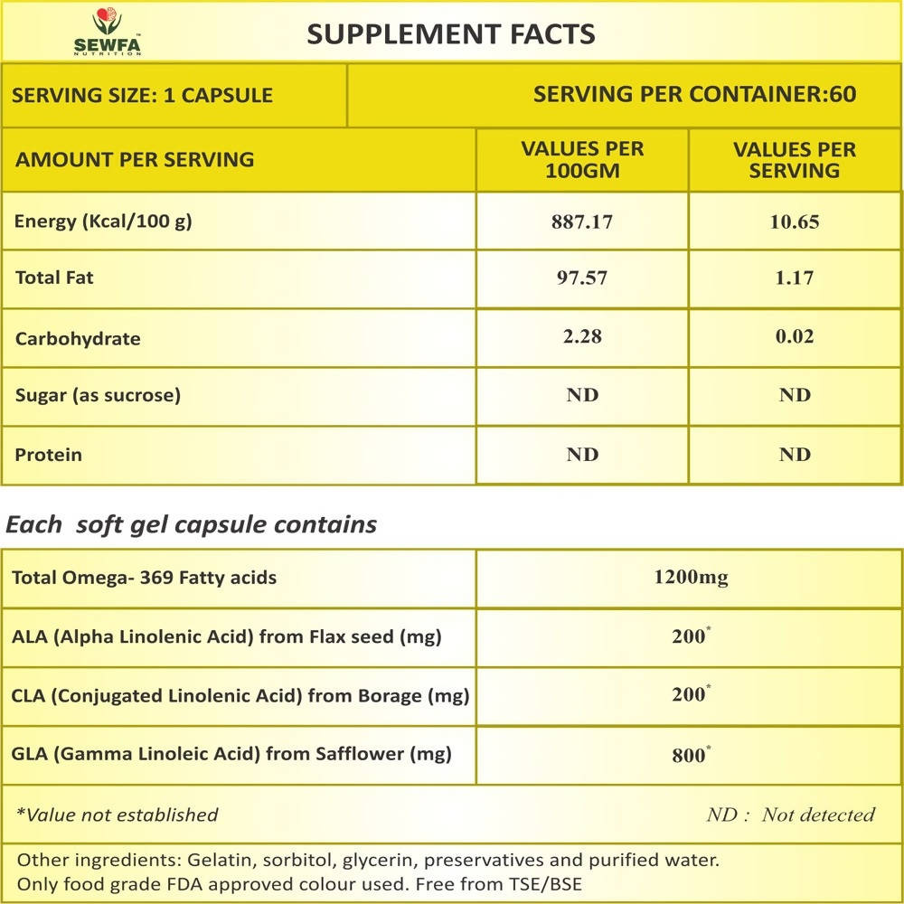 Sewfa Naturals Omega - 369 Capsules | Swadesiicart