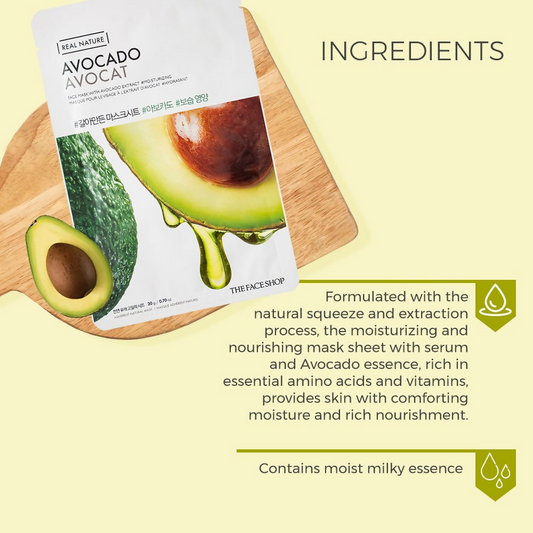 The Face Shop Real Nature Avocado Face Mask - Korean Skincare - Swadesiicart