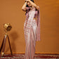 Pink Pure Georgette Sequence work Ready to wear Saree with stitched Blouse - Satiksha | Swadesiicart