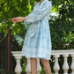 Juniper Women's Skyblue Rayon Floral Printed Short Tiered Dress | Swadesiicart