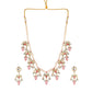 Nuyug 22K Gold Plated Pearl Empress Flora Pink Stone Drops Necklace Set | Swadesiicart