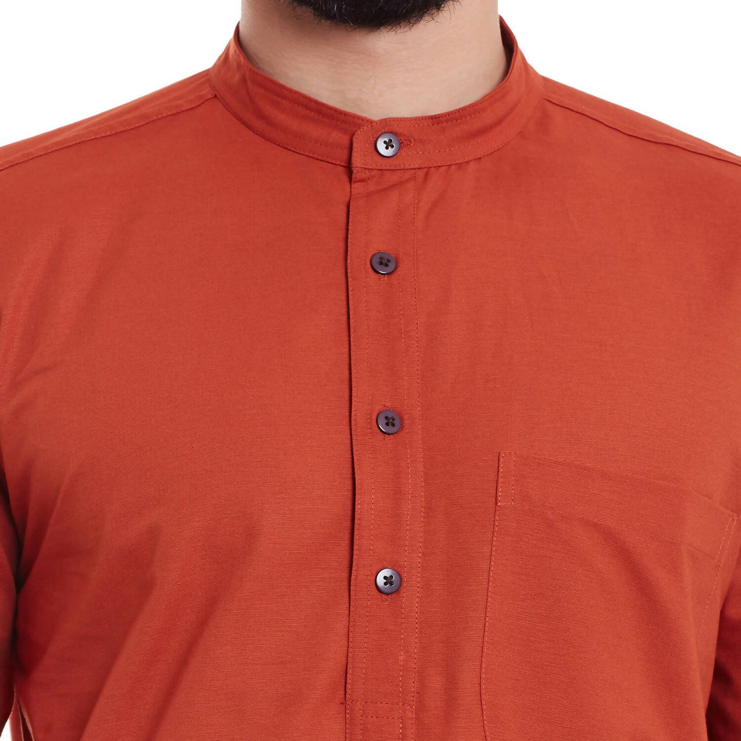 Even Apparels Orange Pure Cotton Men's Kurta With Band Collar | Swadesiicart