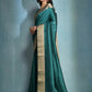 Vishnu Weaves Women's Rama Raw Silk Zari Woven Saree with Blouse - Swadesiicart
