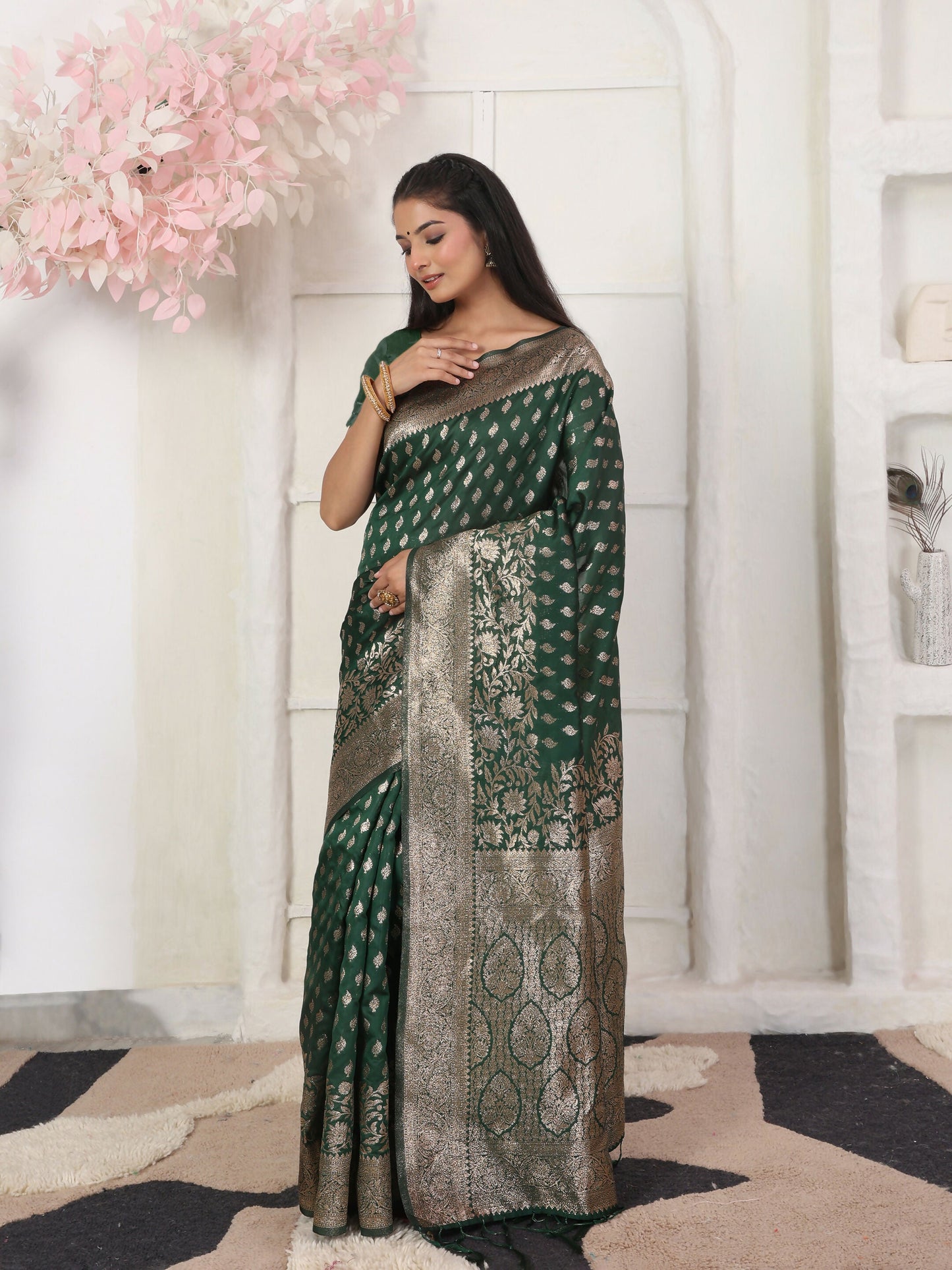 Shree Shyam Fashion Lichi Silk Blue Saree