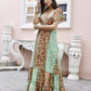 Sea Green Rayon Foil Printed Long Dress - Michan | Swadesiicart