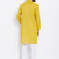Even Apparels Yellow Men's Pure Cotton Kurta With Band Collar | Swadesiicart