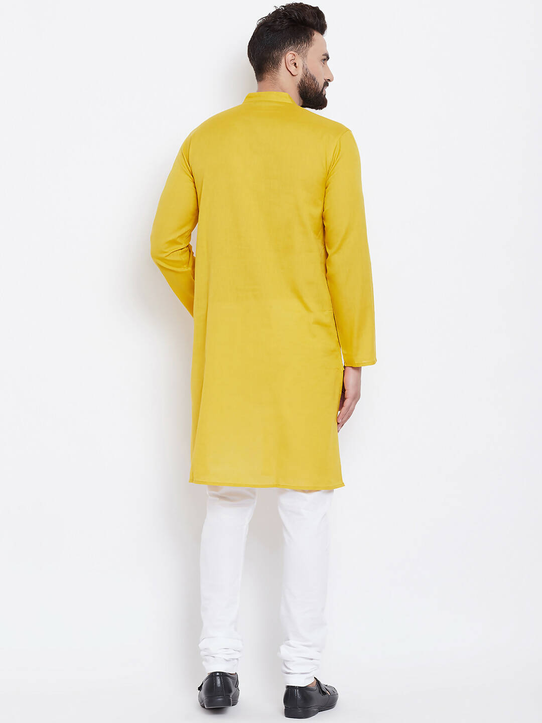 Even Apparels Yellow Men's Pure Cotton Kurta With Band Collar | Swadesiicart