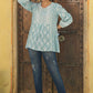 Juniper Women's Skyblue Cambric Placement Floral Printed Tunic | Swadesiicart