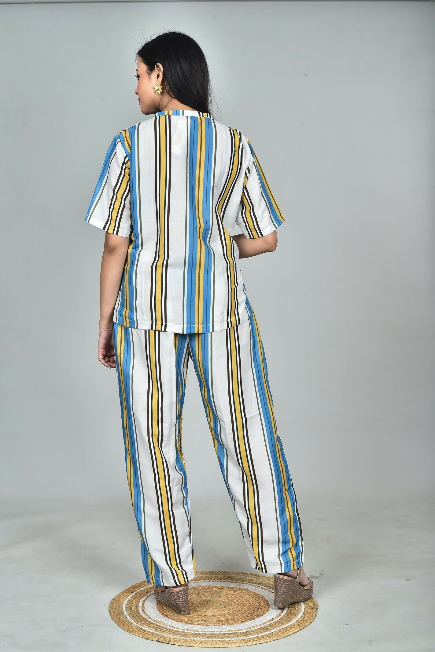 Morchari Digital Print Semi Muslin Co-Ord Set Top & Trouser-Multicolor - Swadesiicart