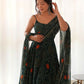 Joban Fashion Bottle Green Kurta Set Chiffon Sequin Embroidery Work - Swadesiicart