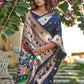 Vishnu Weaves Women's Blue Banarasi Silk Zari Woven Paithani Saree with Unstitched Blouse - Swadesiicart