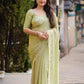 Green Pure Chiffon Woven Design Saree with Unstitched Blouse - Hiral Fashion | Swadesiicart