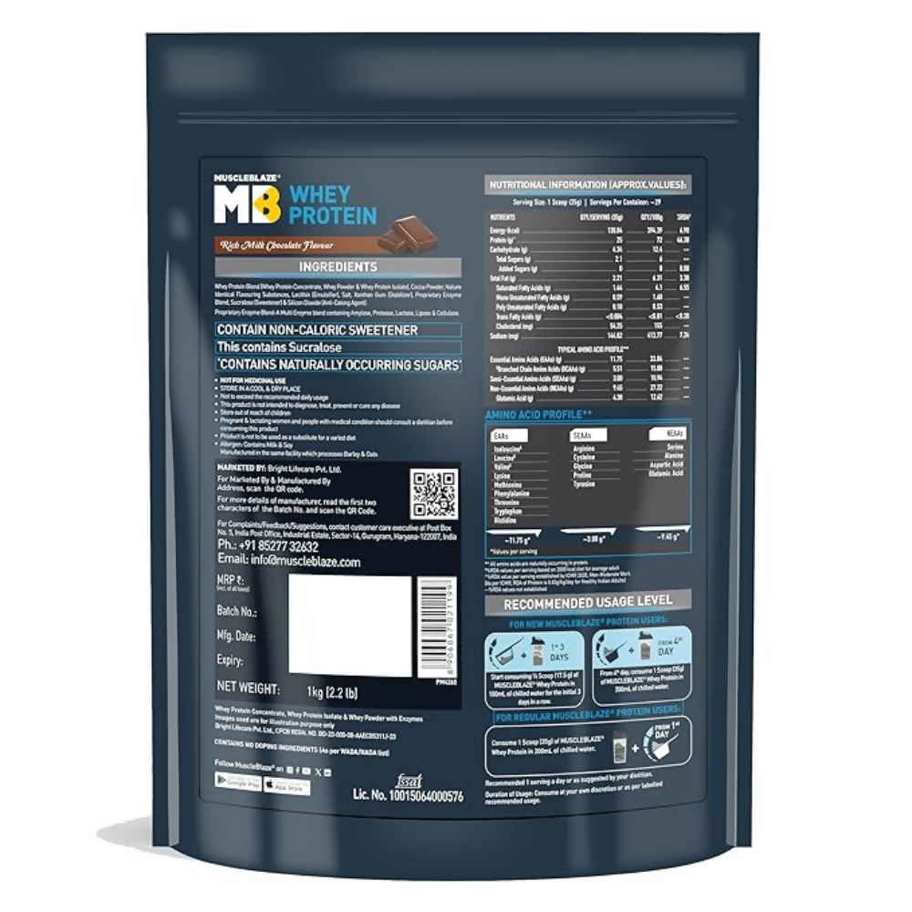MuscleBlaze Whey Protein Richmilk Chocolate | Swadesiicart