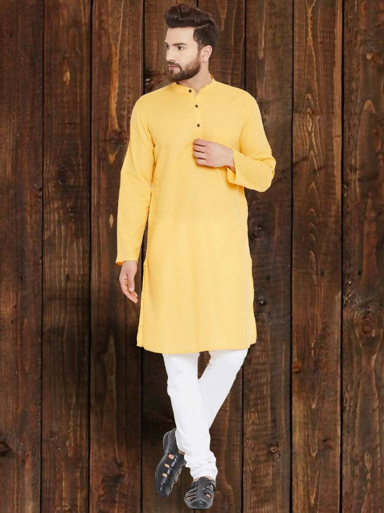 Even Apparels Pure Cotton Yellow Kurta - Yellow | Swadesiicart