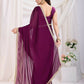 Purple Rangoli Silk Solid, Lace Border Ready To Wear Saree - Kashvi | Swadesiicart