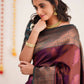 DEIANA'S Beautiful Designer Golden zari Soft Lichi Silk Saree - Brown - Swadesiicart
