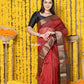 Very Much Indian Rajsi - Handloom Ari Checks Cotton Silk Saree With Golden Border - Maroon | Swadesiicart