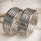 NVR Women's Set of 2 Silver-Toned German Silver Oxidised Kada Bangle - Swadesiicart