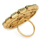 Gold-Polished White Kundan Studded Adjustable Finger Ring - Ruby Raang | Swadesiicart