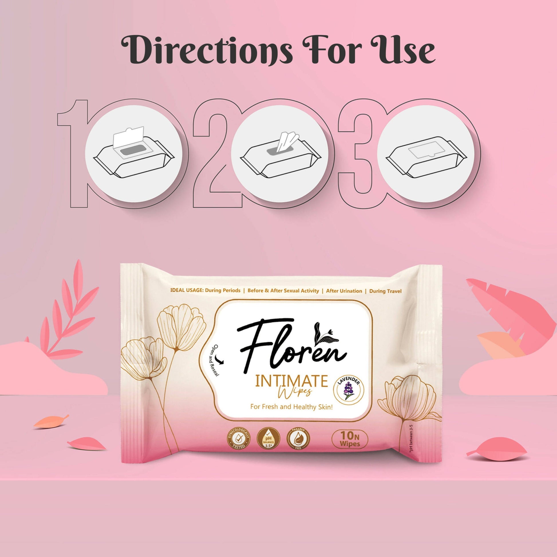 Floren Basil Intimate Wipes - Swadesiicart