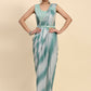 Sea Green Polyester Solid Ready to Wear Saree with stitched Blouse - Aayan | Swadesiicart