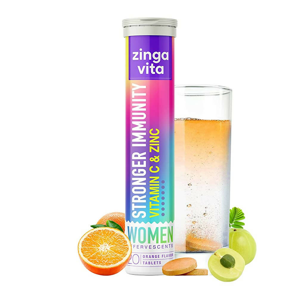 Zingavita Stronger Immunity Effervescent Tablets for Women (Orange Flavor) Sugar Free | Swadesiicart