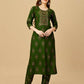 Jyoti Fashion Women's Green Viscose Rayon Embroidered Kurta Pant Set | Swadesiicart