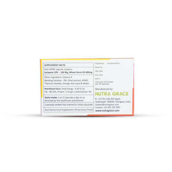 Nutra Grace Lycopene + Wheat Germ Oil Capsules - Swadesiicart