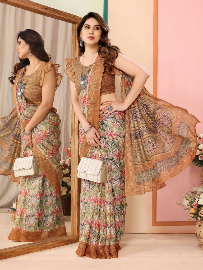 Partywear Designer Coffee Kota Doriya Fancy Saree - Dyuti | Swadesiicart