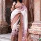 Joban Fashion Ivory And Dusty Rose Crepe Chiffon Pure Handloom Banarasi Silk Saree | Swadesiicart