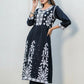 BulBul Arushi Black Rayon Kurta Set with Lucknowi Work - Swadesiicart