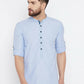 Even Apparels Blue Pure Cotton With Band Collar Men's Kurta | Swadesiicart