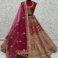 Jyoti Fashion Women's Rani Pink Velvet Multi Thread Embroidered with Zircon Diamond Wedding Lehenga Choli | Swadesiicart
