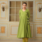 Pomcha Jaipur Green Saadgi Mehendi Green Mirror Work Angrakha Set | Swadesiicart