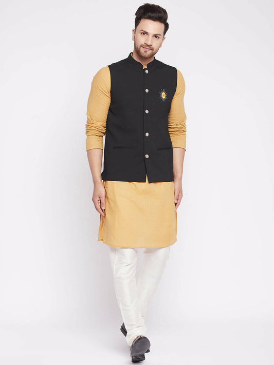 Even Apparels Men Black Nehru Jacket | Swadesiicart