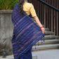 Beatitude Blue Khadi Ghicha Stripes Saree