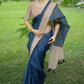 Vishnu Weaves Women's Blue Tussar Silk Woven Saree with Blouse - Swadesiicart