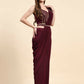 Maroon Polyester Solid Ready to Wear Saree with stitched Blouse - Nita | Swadesiicart