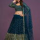 Blue Georgette Embroidery Sequence Work Lehenga Choli Set - Jihu Culture